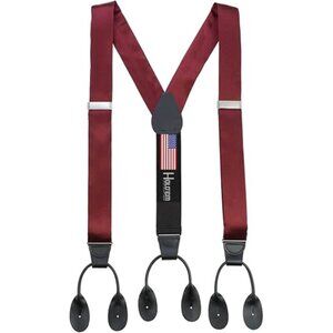 HOLD'EM 100% Silk Suspenders For Men Y-Back Button End – Burgundy